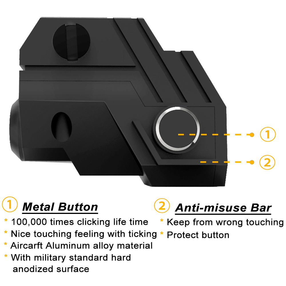 Magnetic Touch Rechargeable Battery Laspur Sub Compact Tactical Rail Mount Low Profile Laser Sight for Pistol Handgun Rifle 