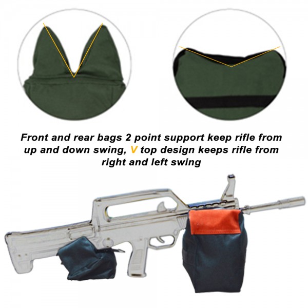 Tactical Shooting Gun Rest Bench Front Rear Sand Bag Combo Unfilled Support 